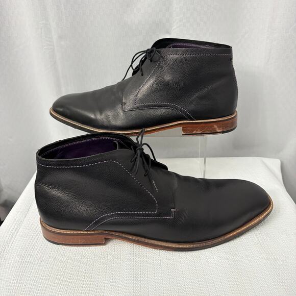 Ted Baker Boots Men\'s Size 16 Torsdi 4 Black Pebbled Leather Lace Up Chukka main image 8